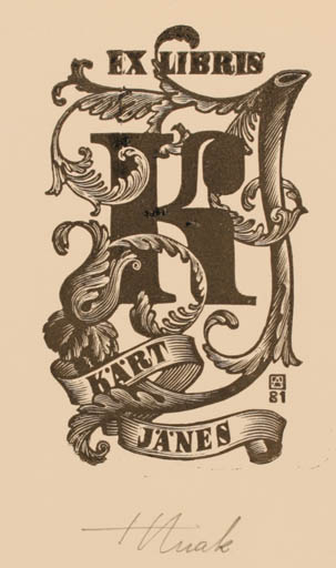 Exlibris by Henno Arrak from Estonia for Kärt Jänes - Monogram 