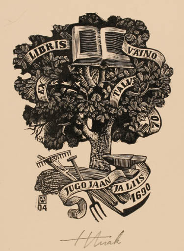 Exlibris by Henno Arrak from Estonia for Väino Talv - Working Book Tree 