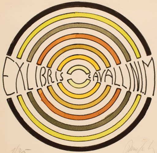 Exlibris by Mario Cavallini from Italy for Mario Cavallini - Abstract Text/Writing 
