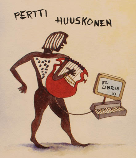 Exlibris by Martti Tapani Kiippa from Finland for Pertti Huuskonen - Music 