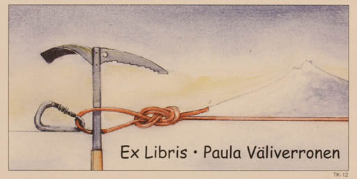 Exlibris by Martti Tapani Kiippa from Finland for Paula Väliverronen - Mountain Sport/game 