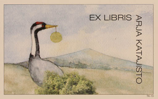 Exlibris by Martti Tapani Kiippa from Finland for Arja Katajisto - Bird Scenery/Landscape 