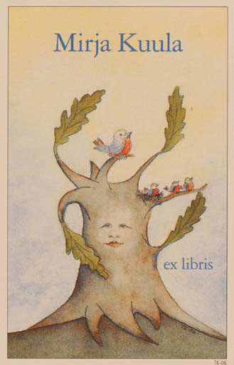 Exlibris by Martti Tapani Kiippa from Finland for Mirja Kuula - Bird Tree 