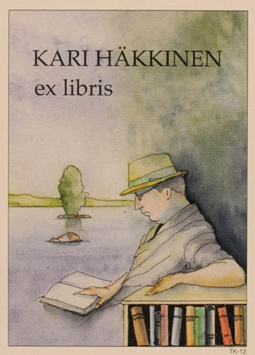 Exlibris by Martti Tapani Kiippa from Finland for Kari Häkkinen - Book Scenery/Landscape Man 