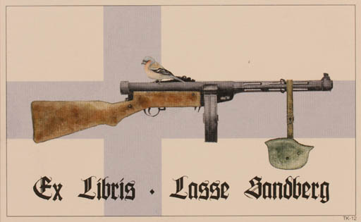 Exlibris by Martti Tapani Kiippa from Finland for Lasse Sandberg - Bird Weapon 