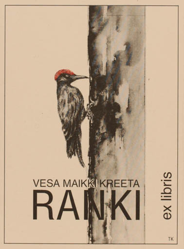 Exlibris by Martti Tapani Kiippa from Finland for Vesa Maikki Kreeta Ranki - Bird Tree 