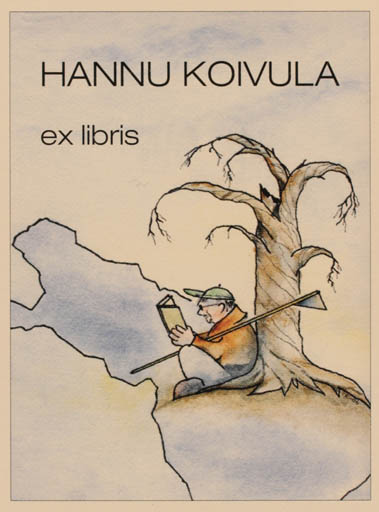 Exlibris by Martti Tapani Kiippa from Finland for Hannu Koivula - Book Man Tree 