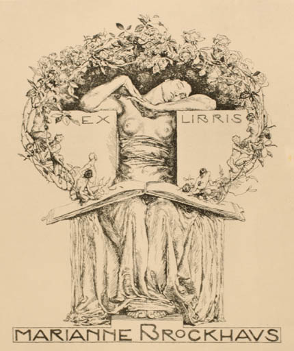 Exlibris by Otto Greiner from Germany for Marianne Brockhaus - Book Jugend Woman 