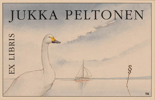 Exlibris by Martti Tapani Kiippa from Finland for Jukka Peltonen - Bird Maritime Ship/Boat 