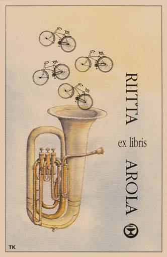 Exlibris by Martti Tapani Kiippa from Finland for Riitta Arola - Music 