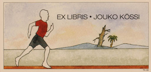 Exlibris by Martti Tapani Kiippa from Finland for Jouko Kössi - Scenery/Landscape Sport/game 