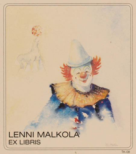 Exlibris by Martti Tapani Kiippa from Finland for Lenni Malkola - Theater/Cirkus 