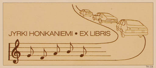 Exlibris by Martti Tapani Kiippa from Finland for Jyrki Honkaniemi - Car Music 