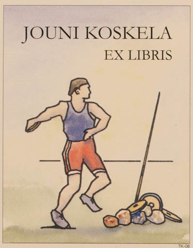 Exlibris by Martti Tapani Kiippa from Finland for Jouni Koskela - Sport/game 