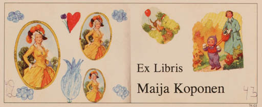 Exlibris by Martti Tapani Kiippa from Finland for Maija Koponen - Child Woman 