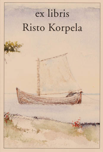 Exlibris by Martti Tapani Kiippa from Finland for Risto Korpela - Ship/Boat 