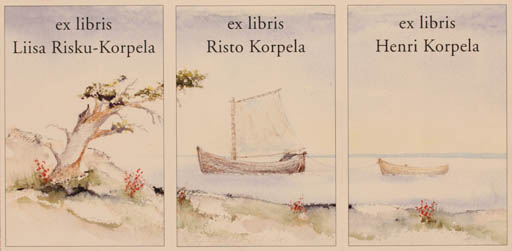 Exlibris by Martti Tapani Kiippa from Finland for ? Korpela - Maritime Ship/Boat Tree 