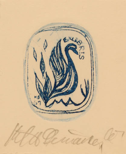 Exlibris by Kjeld Simonsen from Denmark for Lorentz May - Bird 