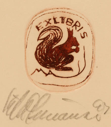 Exlibris by Kjeld Simonsen from Denmark for Lorentz May - Fauna 