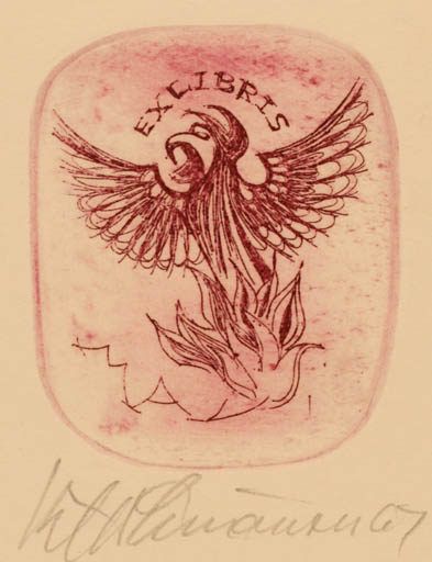 Exlibris by Kjeld Simonsen from Denmark for Lorentz May - Bird 