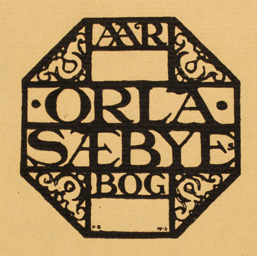 Exlibris by Poul Sæbye from Denmark for Orla Sæbye - Text/Writing 