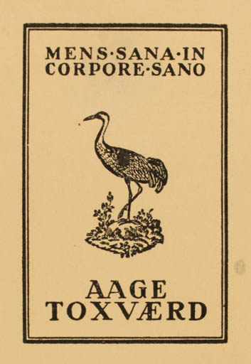 Exlibris by Poul Sæbye from Denmark for Aage Toxværd - Bird 