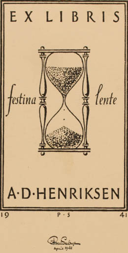 Exlibris by Poul Sæbye from Denmark for A.D. Henriksen - 