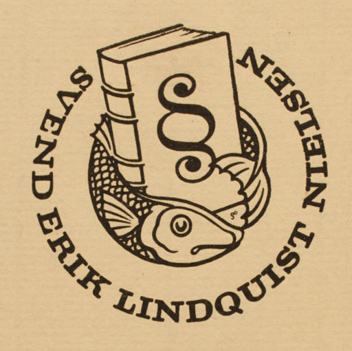 Exlibris by Poul Sæbye from Denmark for Svend Erik Nielsen Lindquist - Book Fish 