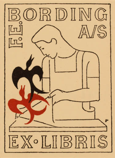 Exlibris by Arne Ungermann from Denmark for ? Bording A/S - Working 