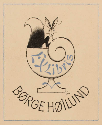 Exlibris by Arne Ungermann from Denmark for Børge Høilund - 