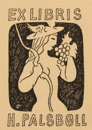 Exlibris by Arne Ungermann from Denmark for H Palsbøll - Woman Wine 