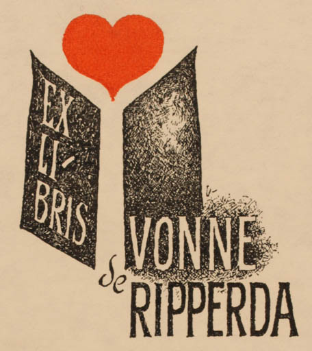 Exlibris by Arne Ungermann from Denmark for Yvonne Ripperda - Book 