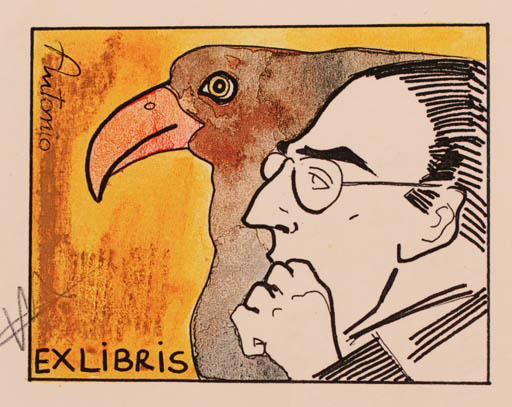 Exlibris by Antonino Viviano from Denmark for ? ? - Bird Man 