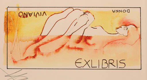 Exlibris by Antonino Viviano from Denmark for Donna Viviano - Woman Nude 