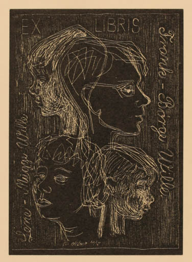 Exlibris by Muggi Wille-Nielsen from Denmark for Familie Wille-Nielsen - Portrait 