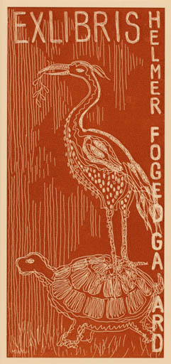 Exlibris by Muggi Wille-Nielsen from Denmark for Helmer Fogedgaard - Bird 