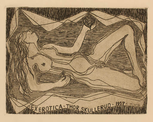 Exlibris by Muggi Wille-Nielsen from Denmark for Thor Skullerud - Ex Erotica 