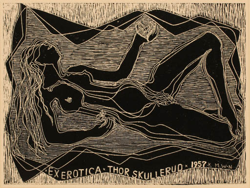 Exlibris by Muggi Wille-Nielsen from Denmark for Thor Skullerud - Ex Erotica 