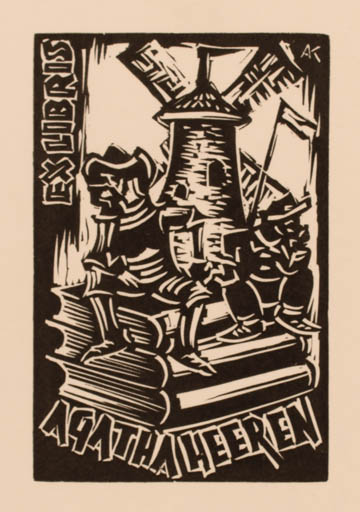 Exlibris by Kàroly Andrusko from Yugoslavia for Agatha Heeren - Book Don Quijote Mill 