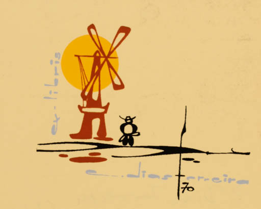 Exlibris by Eduardo Dias Ferreira from Portugal for Eduardo Dias Ferreira - Don Quijote Mill 