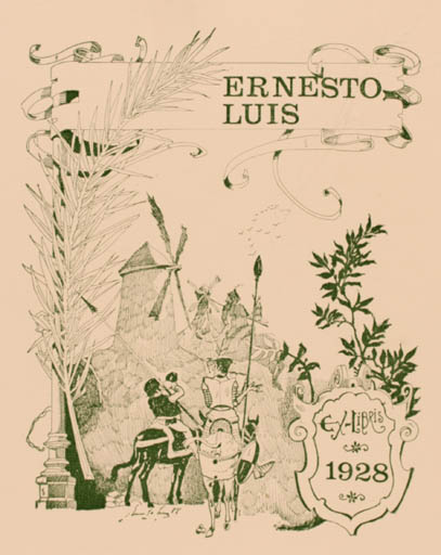Exlibris by Ernesto Luis Ferreira from Spain for Ernesto Luis Ferreria - Don Quijote Mill 
