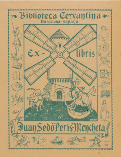 Exlibris by ? Lisbona from Spain for ? Bilioteca Cervantina - Don Quijote Mill 