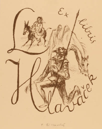 Exlibris by Frantisek Bilkovsky from Czechoslovakia for Ladislav Hlavácek - Don Quijote 