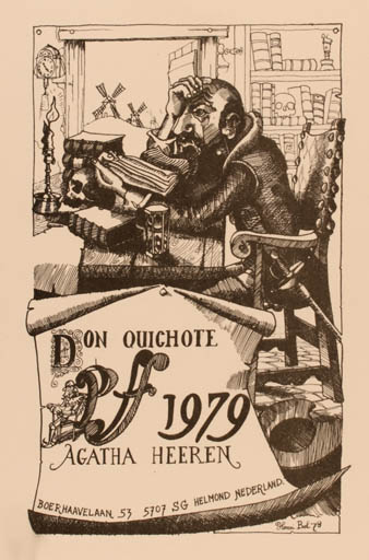 Exlibris by Henri Bol from Netherland for Agatha Heeren - Book Don Quijote Interior Mill 