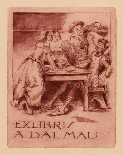 Exlibris by Ivan-Vincent Botella from Spain for A Dalmau - Don Quijote Interior Wine 