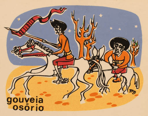 Exlibris by Eduardo Dias Ferreira from Portugal for Gouveia Osorio - Don Quijote Horseman/Rider 