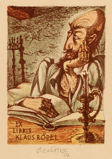 Exlibris by Bohumil Kratky from Czechoslovakia for Klaus Rödel - Book Don Quijote 