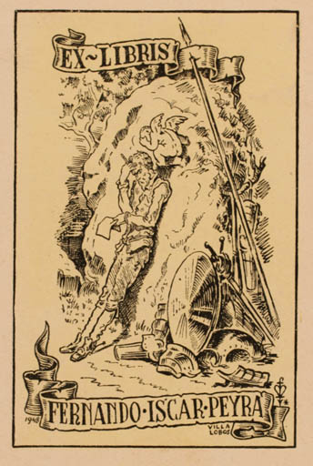 Exlibris by Villa Lobos from Spain for Iscar Fernando Peyra - Don Quijote 