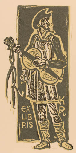 Exlibris by Jaroslav Vodrazka from Czechoslovakia for Klaus Rödel - Don Quijote Music 