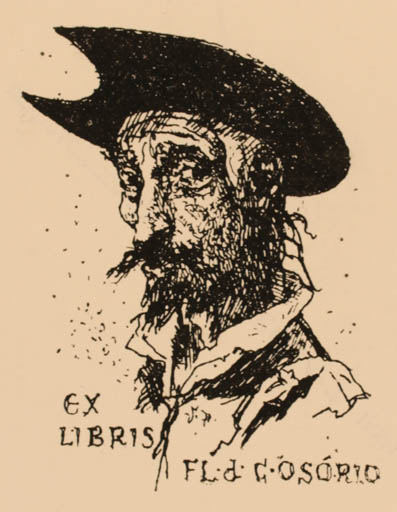 Exlibris by Jaroslav Vodrazka from Czechoslovakia for Gouveia Osorio - Don Quijote Portrait 